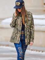 Drawstring rivet camouflage jacket