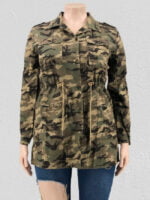 Drawstring rivet camouflage jacket