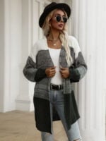 Color Block Drop Shoulder Open Front Cardigan