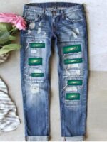 Eagle print Patch Causal Jeans