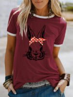 Wholesale Easter Bunny Contrast Short Sleeve T-Shirt