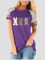 Wholesale Easter Bunny Leopard Print T-Shirt