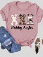 Wholesale Easter Bunny Letter Print T-Shirt