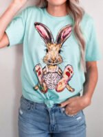 Wholesale Easter Bunny Print Short Sleeve T-Shirt