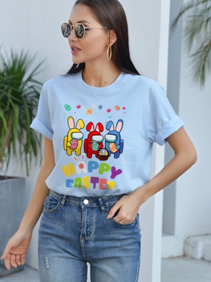 Wholesale Easter Egg Print Short Sleeve T-Shirt