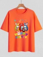 Wholesale Easter Egg Print Short Sleeve T-Shirt