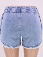 Elastic Waist Button Denim Shorts