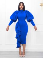 Elegant Puff Sleeve Slim Dress