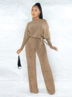 Elegant sloping shoulder tie jumpsuit