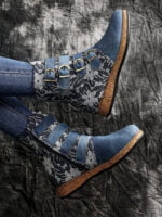 Embroidered Buckle Detail Boots