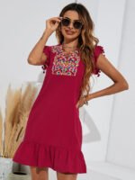 Wholesale Embroidered panel sleeveless dress