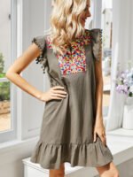 Wholesale Embroidered panel sleeveless dress