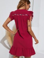 Wholesale Embroidered panel sleeveless dress