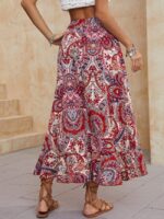 Ethnic Print Irregular Ruffle Skirt