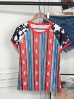 Ethnic Print Patchwork Casual T-Shirt