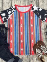 Ethnic Print Patchwork Casual T-Shirt