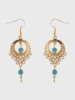 Ethnic Style Hollow Turquoise Drop Earrings