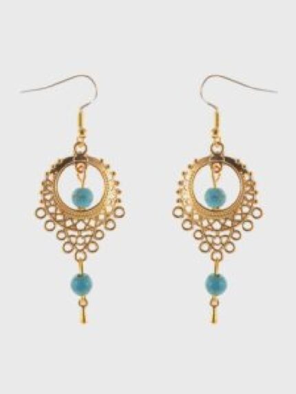 Ethnic Style Hollow Turquoise Drop Earrings