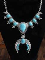 Ethnic Turquoise Pendant U Shape Necklace