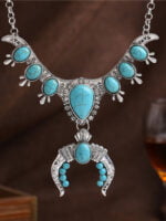 Ethnic Turquoise Pendant U Shape Necklace