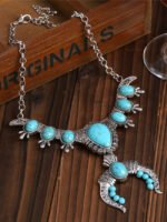 Ethnic Turquoise Pendant U Shape Necklace