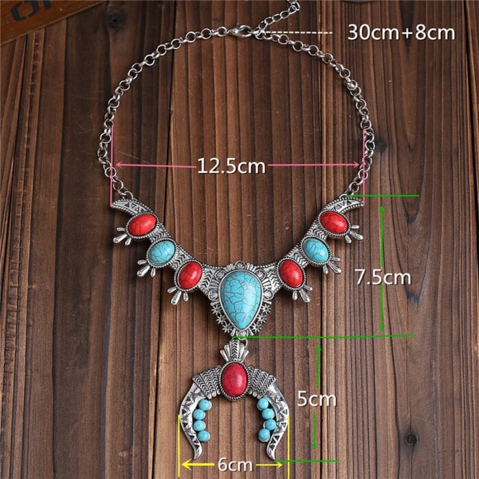 Ethnic Turquoise Pendant U Shape Necklace