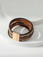 Ethnic style braided leather bracelet