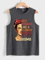 Wholesale Face Alphabet Print Casual Vest