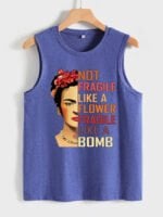 Wholesale Face Alphabet Print Casual Vest