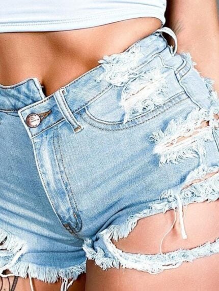 Fashion Brushed Ripped Denim Shorts