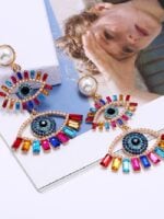 Fashion Colored Eye Rhinestone Earrings