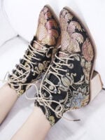 Fashion Embroidered Lace-Up Boots