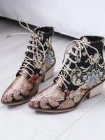 Fashion Embroidered Lace-Up Boots