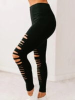 Fashion High Waist Ripped Leggings