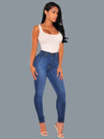 Fashion High Waist Solid Color Jeans