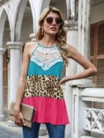 Wholesale Fashion Lace Leopard Patchwork Vest