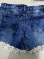 Fashion Lace Panel Denim Shorts