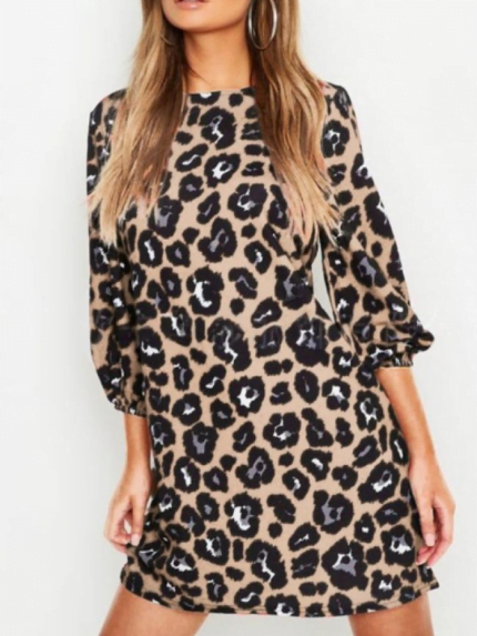 Fashion Leopard Print Casual Dress