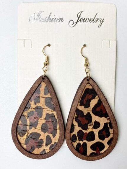 Fashion Leopard Print Cork Earrings