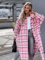 Fashion Plaid Lapel Mid Length Shirt