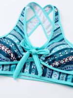 Wholesale Fashion Print Cross Cutout Swimsuit