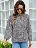 Fashion Print Drawstring Shirt Top