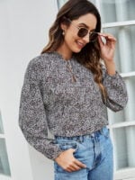 Fashion Print Drawstring Shirt Top