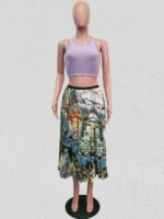 Wholesale Fashion Print Pleated Skirt