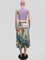 Wholesale Fashion Print Pleated Skirt