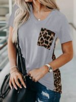 Wholesale Fashion Print Pocket Casual T-Shirt