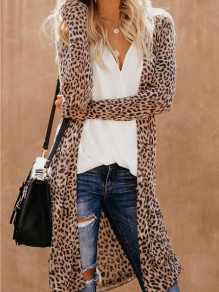 Fashion Print Thin Mid-Length Cardigan