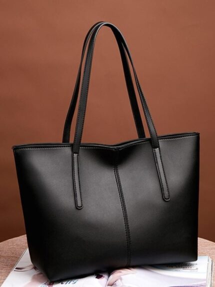 Fashion Simple Solid Color PU Tote Bag