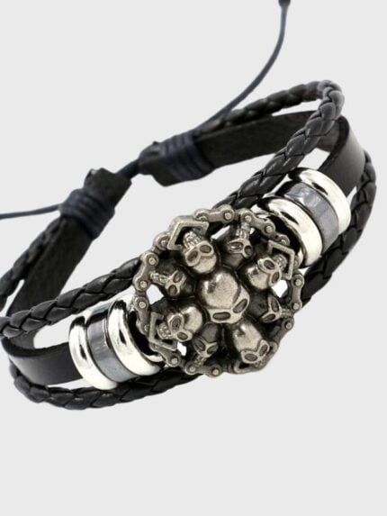 Fashion Skull Alloy PU Bracelet