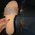 Fashion Snake Print Rhinestone Flat Slides